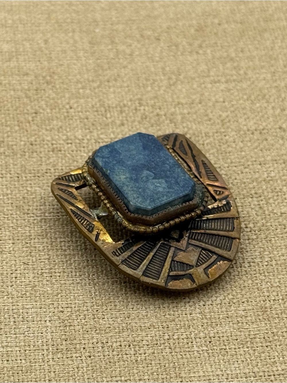 Vintage sodalite Brass Statement fur clip